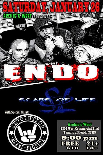 Scars of Life — Endo, Scars of Life and Revolution at Archie's West, January 26, 2013
